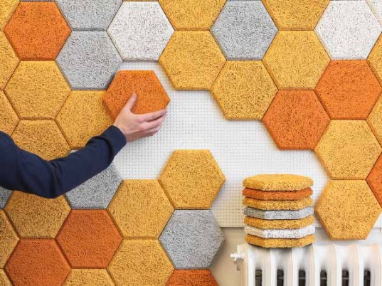 This Week in Wood: Colorful Sound-Absorbing Tiles Made of Wood Wool