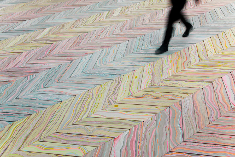 Marbelous Wood: Pine Flooring Gets Fresh with Artistic Dye Process