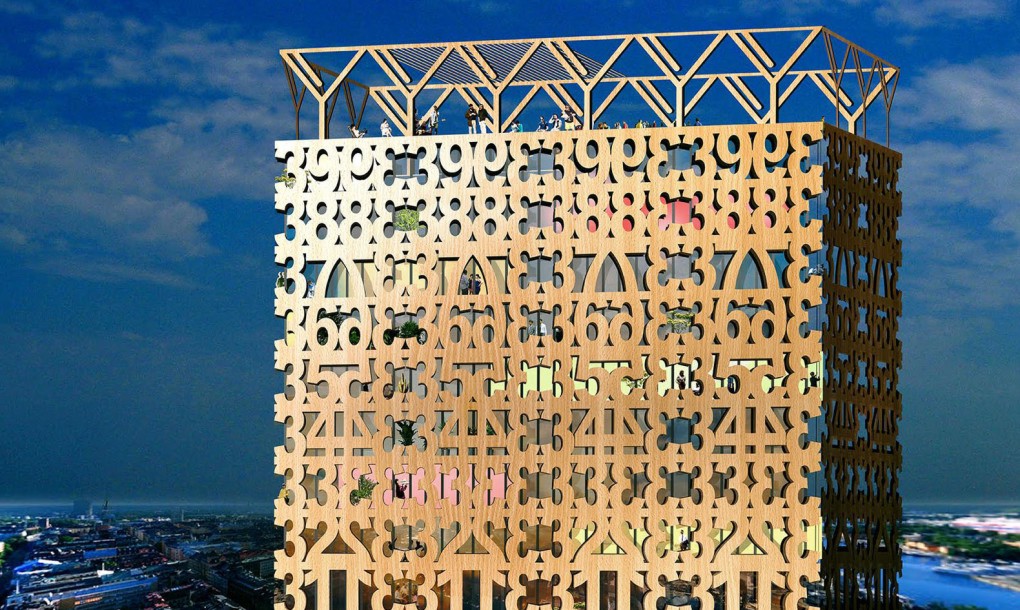 Weirdest Wooden Skyscraper? Design for London Features Numerical Facade